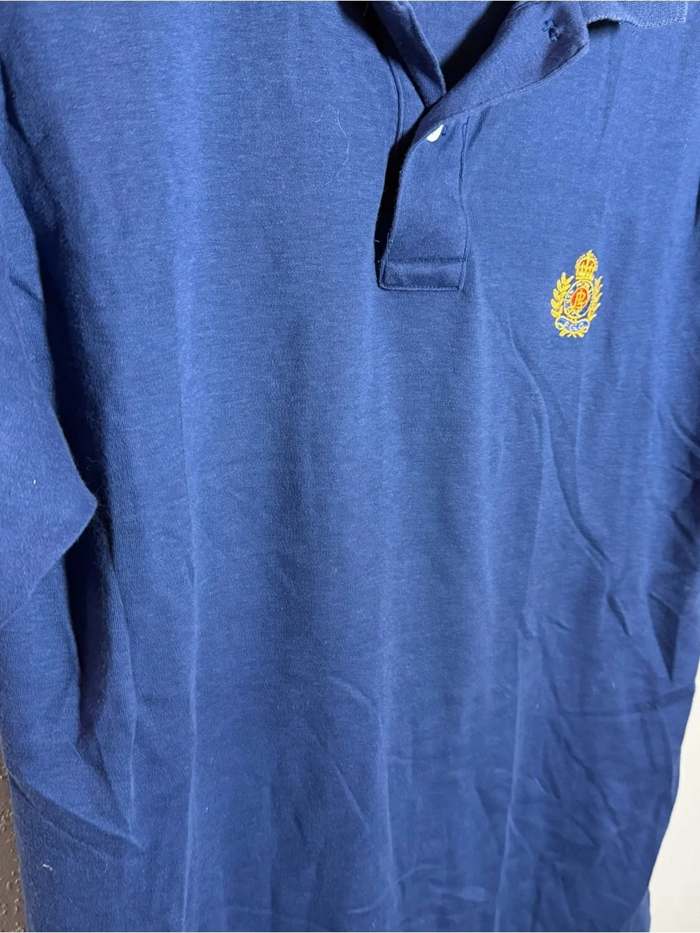 Men’s L Blue Ralph Lauren Retro Preppy Logo Business Casual Short Sleeve Polo